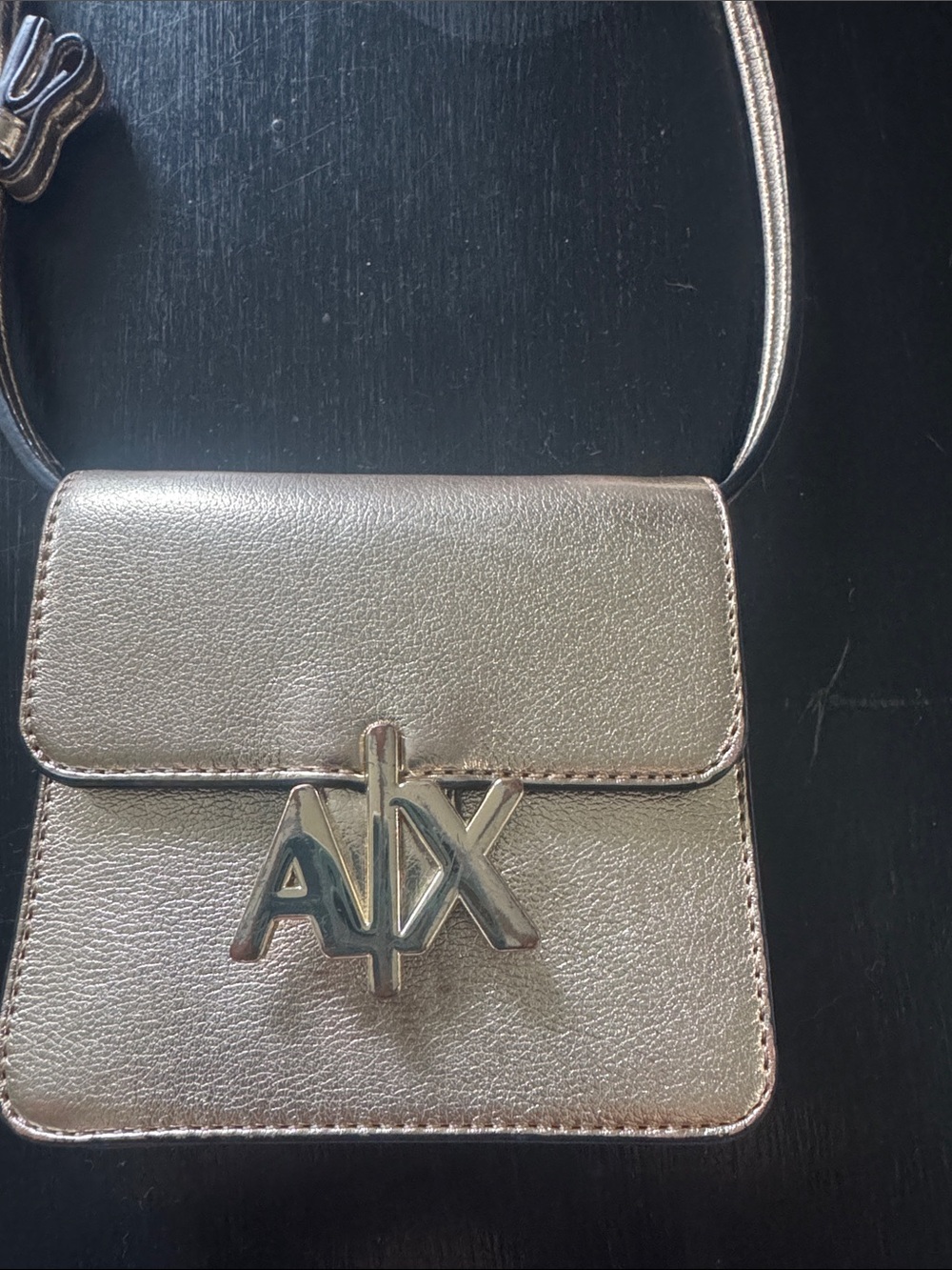 Armani Exchange Metallic Rose Gold Mini Crossbody Bag